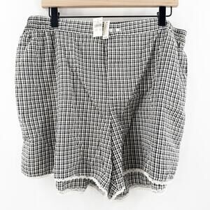 Aerie Seersucker Boxer Shorts Women's Extra Large B&W Gingham Lace Sleepwear NWT